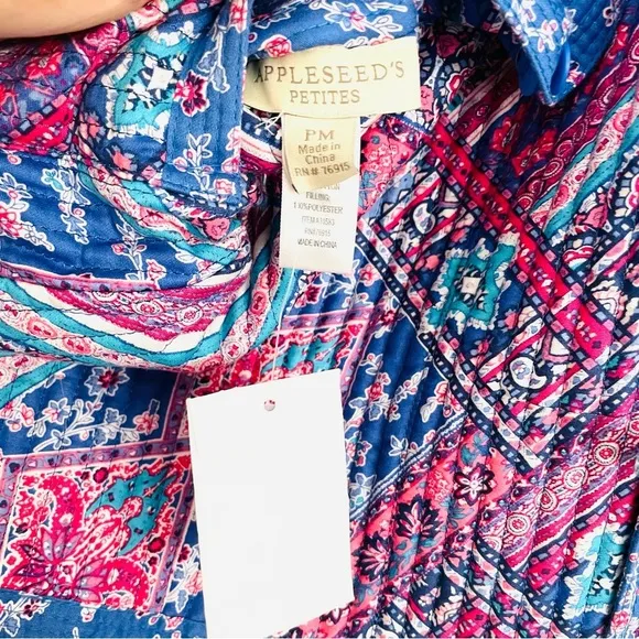 NEW Appleseed’s Reversible Floral Paisley Quilted Patchwork Jacket Petite M