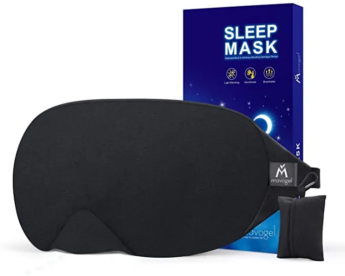 New in package! Mavogel Cotton Sleep Eye Mask - Updated Design Light Blocking Sleep Mask, Soft and Comfortable Night Eye Mask for Men Women, Includes Travel Pouch, Black