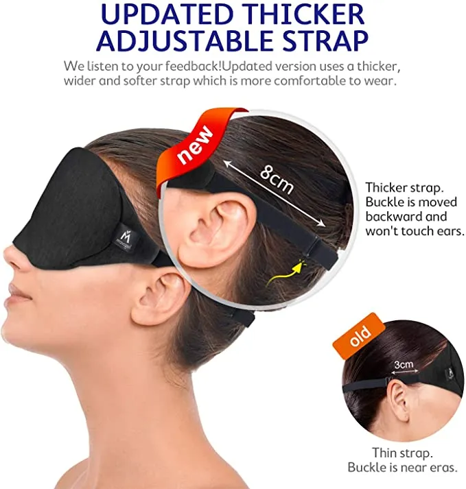 New in package! Mavogel Cotton Sleep Eye Mask - Updated Design Light Blocking Sleep Mask, Soft and Comfortable Night Eye Mask for Men Women, Includes Travel Pouch, Black