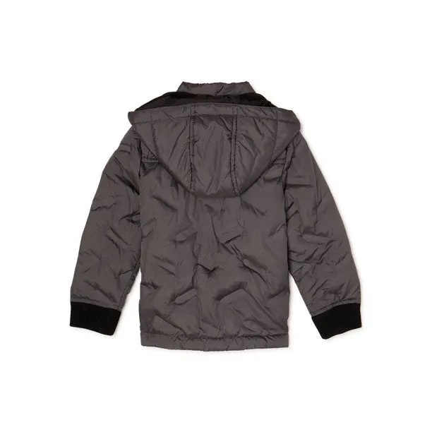 New Nordstrom Urban Republic 'Heat Seal' Quilted Jacket with Zip Off Hood in Grey, Sz 4T! Retails $90 