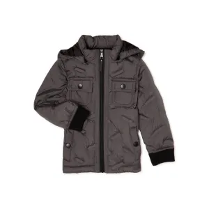 New Nordstrom Urban Republic 'Heat Seal' Quilted Jacket with Zip Off Hood in Grey, Sz 4T! Retails $90 