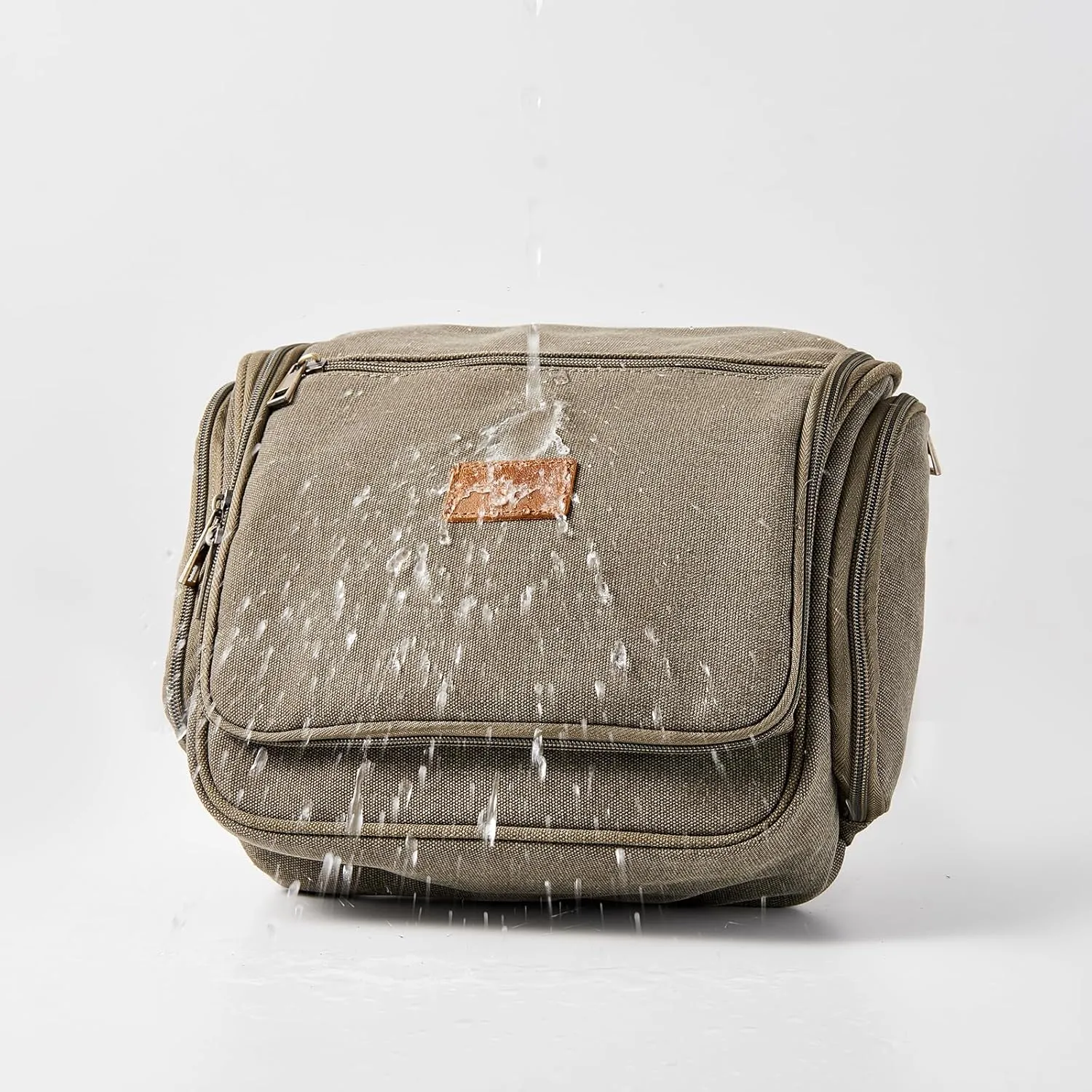 NEW Retails $50, Canvas Toiletry Bag for Men Shaving Dopp Kit Bulk Travel Hanging Makeup Organizer with Sturdy Metal Hook Portable Cosmetic Bag for Women with Large Capacity, Army Green