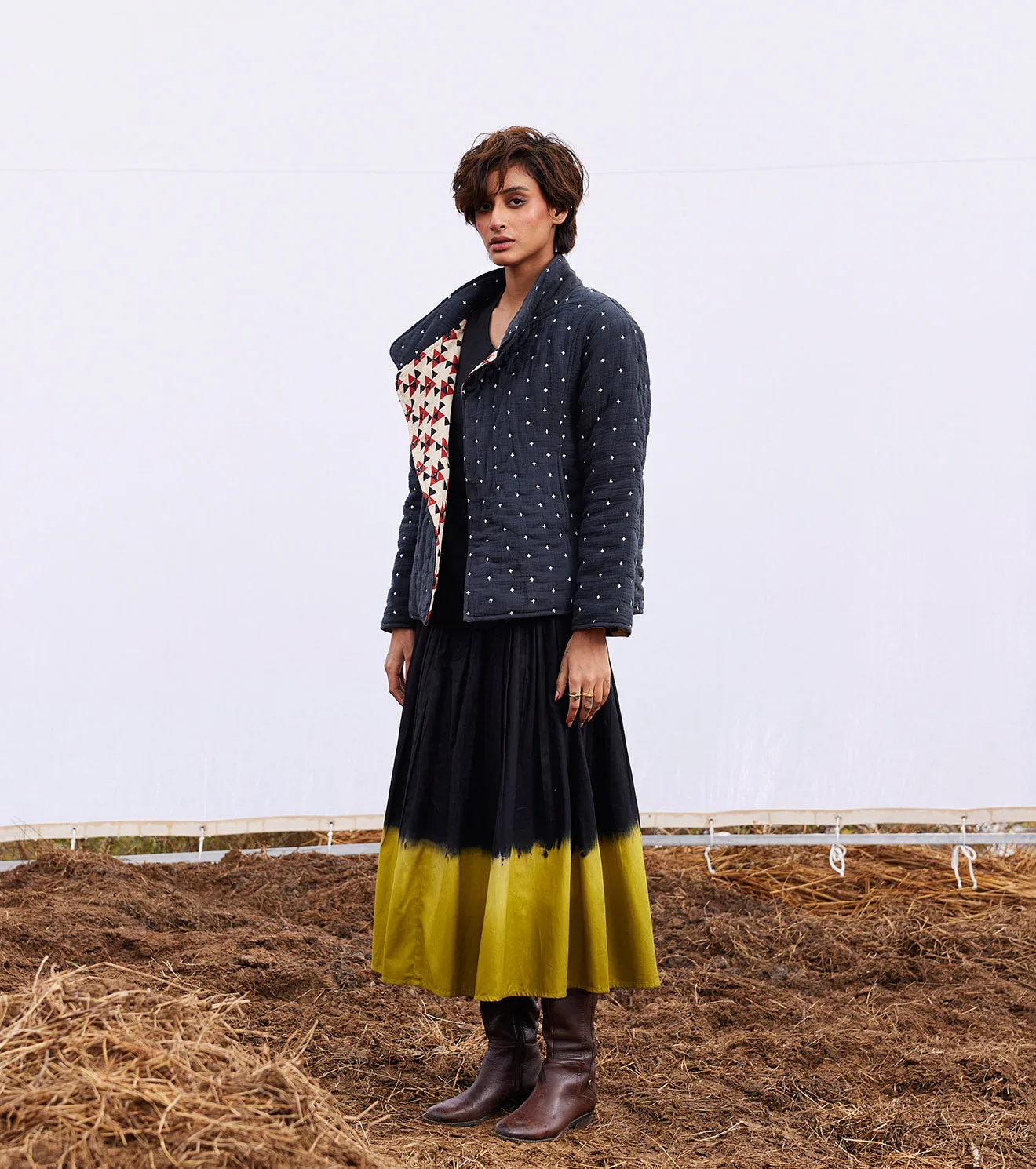 New Season Spring Summer 2025-Jacket-Gauge cotton Coal Charcoal black-KW907-Fashion Edit Diana by Khara Kapas