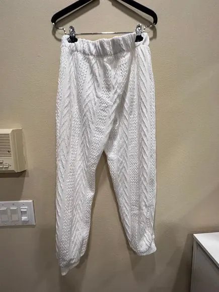 NEW Size S Splendid Ellie Cable Knit Two Piece PJ Set in Ivory REVOLVE MSRP $78