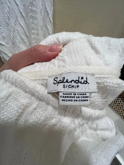 NEW Size S Splendid Ellie Cable Knit Two Piece PJ Set in Ivory REVOLVE MSRP $78