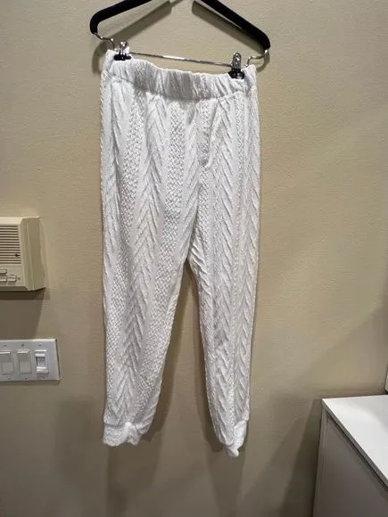 NEW Size S Splendid Ellie Cable Knit Two Piece PJ Set in Ivory REVOLVE MSRP $78
