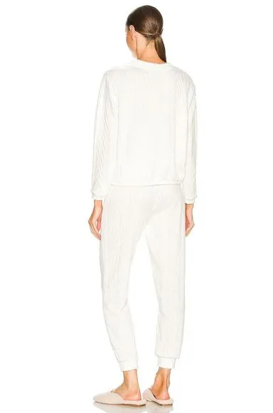 NEW Size S Splendid Ellie Cable Knit Two Piece PJ Set in Ivory REVOLVE MSRP $78