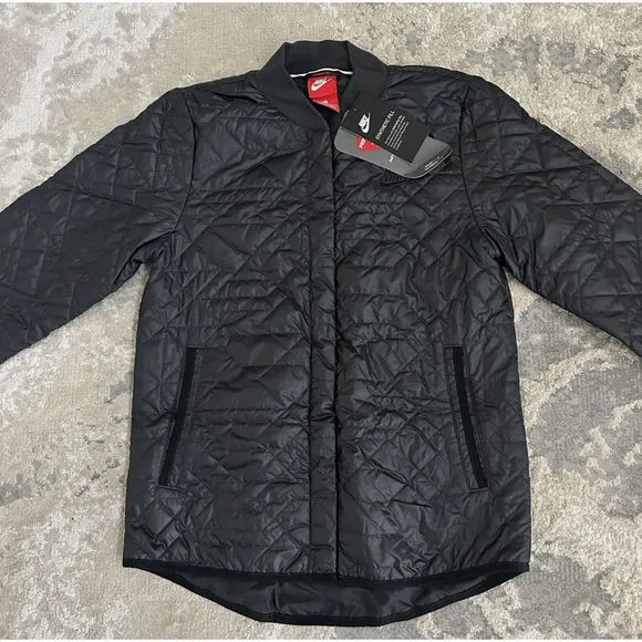 NEW Women's Small NIKE Sportswear Quilted Primaloft Jacket Coat Black 854747-010