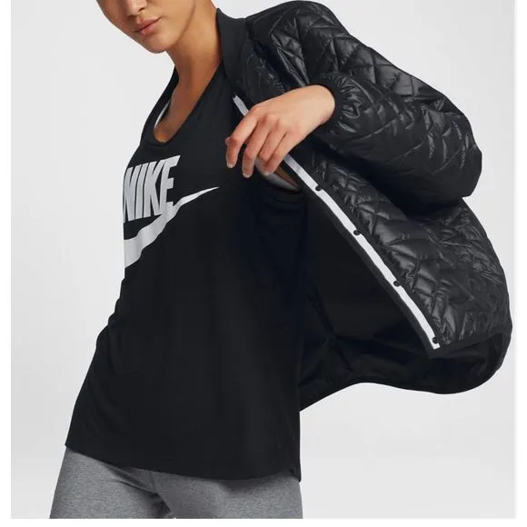 NEW Women's Small NIKE Sportswear Quilted Primaloft Jacket Coat Black 854747-010