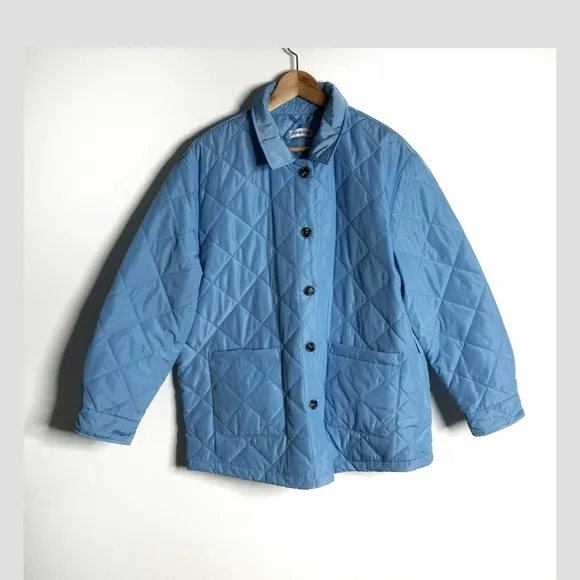 NWT Calvin Klein Barn Coat Quilted Jacket Powder Blue Button Front Unisex Large
