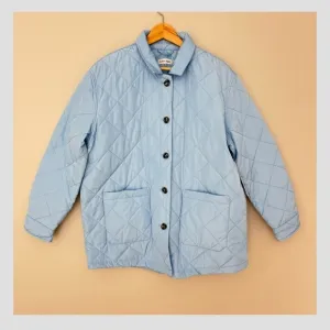 NWT Calvin Klein Barn Coat Quilted Jacket Powder Blue Button Front Unisex Large