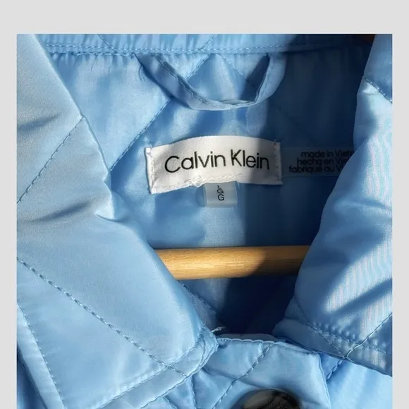 NWT Calvin Klein Barn Coat Quilted Jacket Powder Blue Button Front Unisex Large