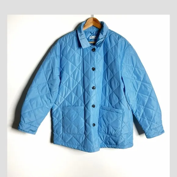 NWT Calvin Klein Barn Coat Quilted Jacket Powder Blue Button Front Unisex Large