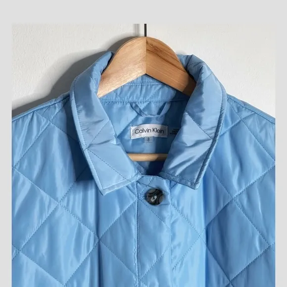 NWT Calvin Klein Barn Coat Quilted Jacket Powder Blue Button Front Unisex Large