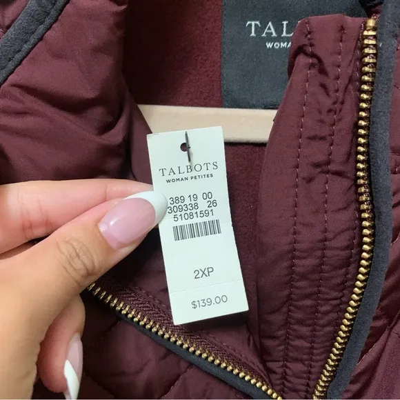 NWT Talbots Quilted Fleece Interior Vest Size 2X Petite