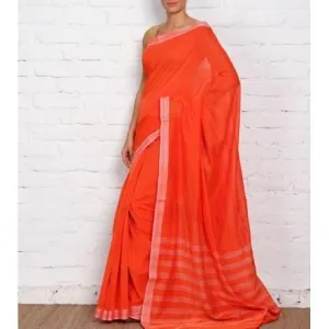 Orange Mangalgiri Cotton Saree