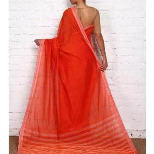 Orange Mangalgiri Cotton Saree