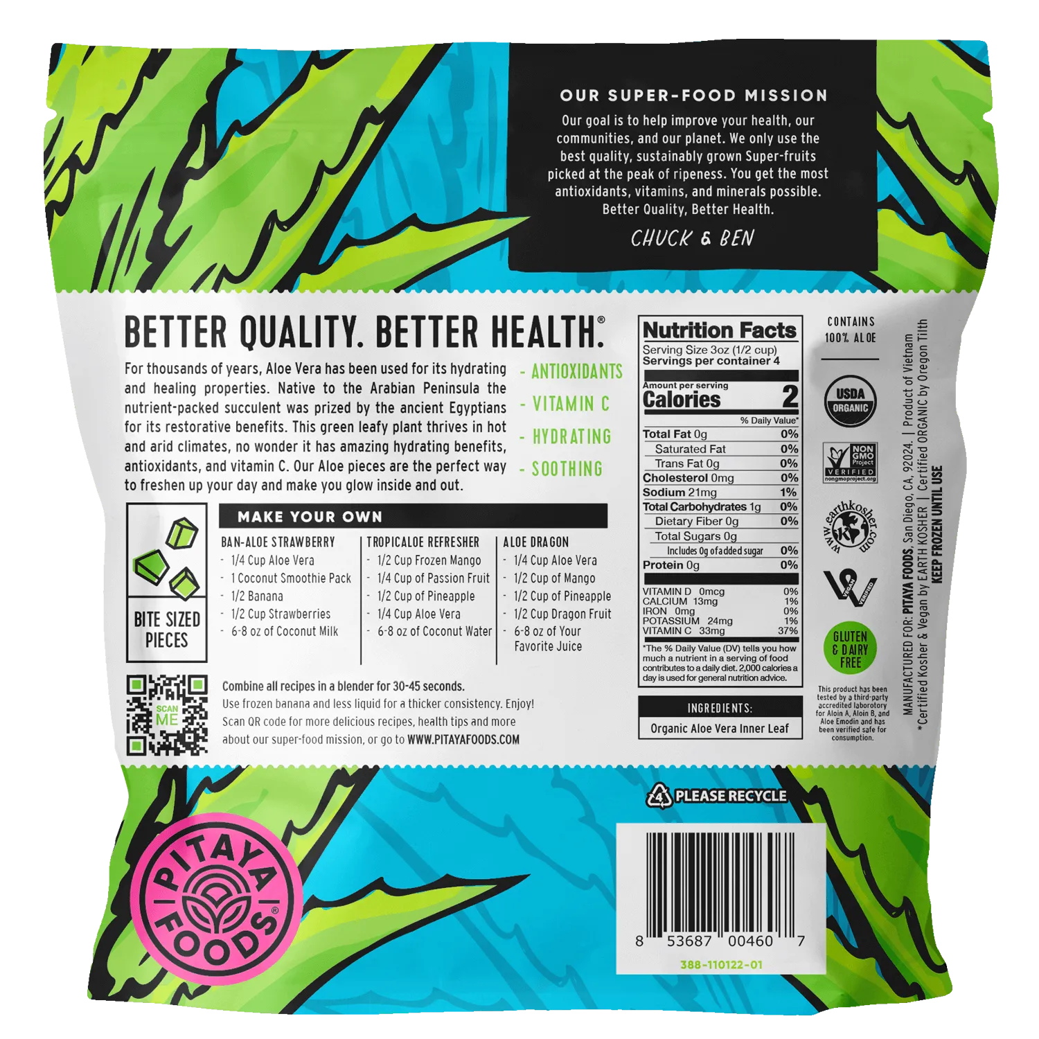 Organic Aloe Vera Bite-Sized Pieces Case