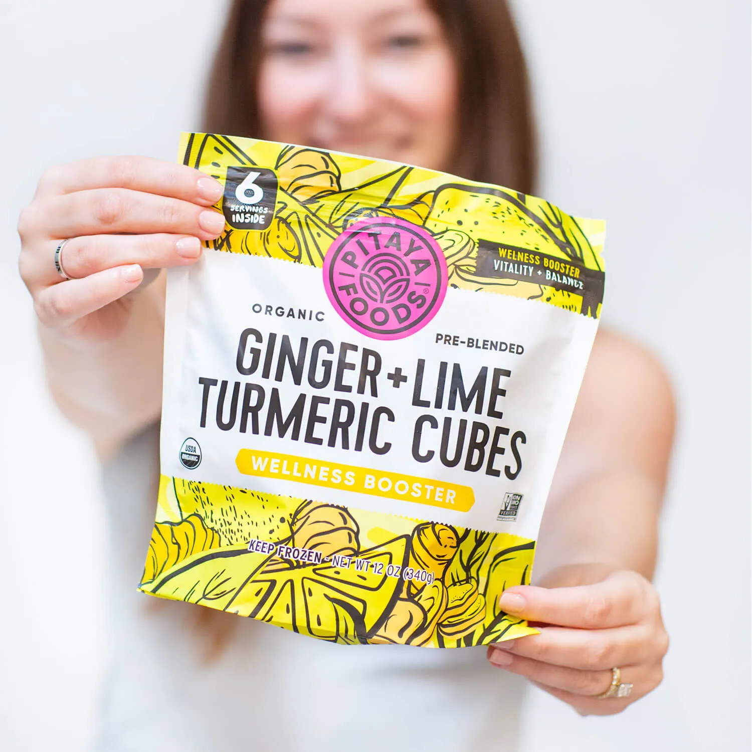 Organic Ginger Lime Turmeric Wellness Booster Cubes 8 x 12oz Bags - Retail