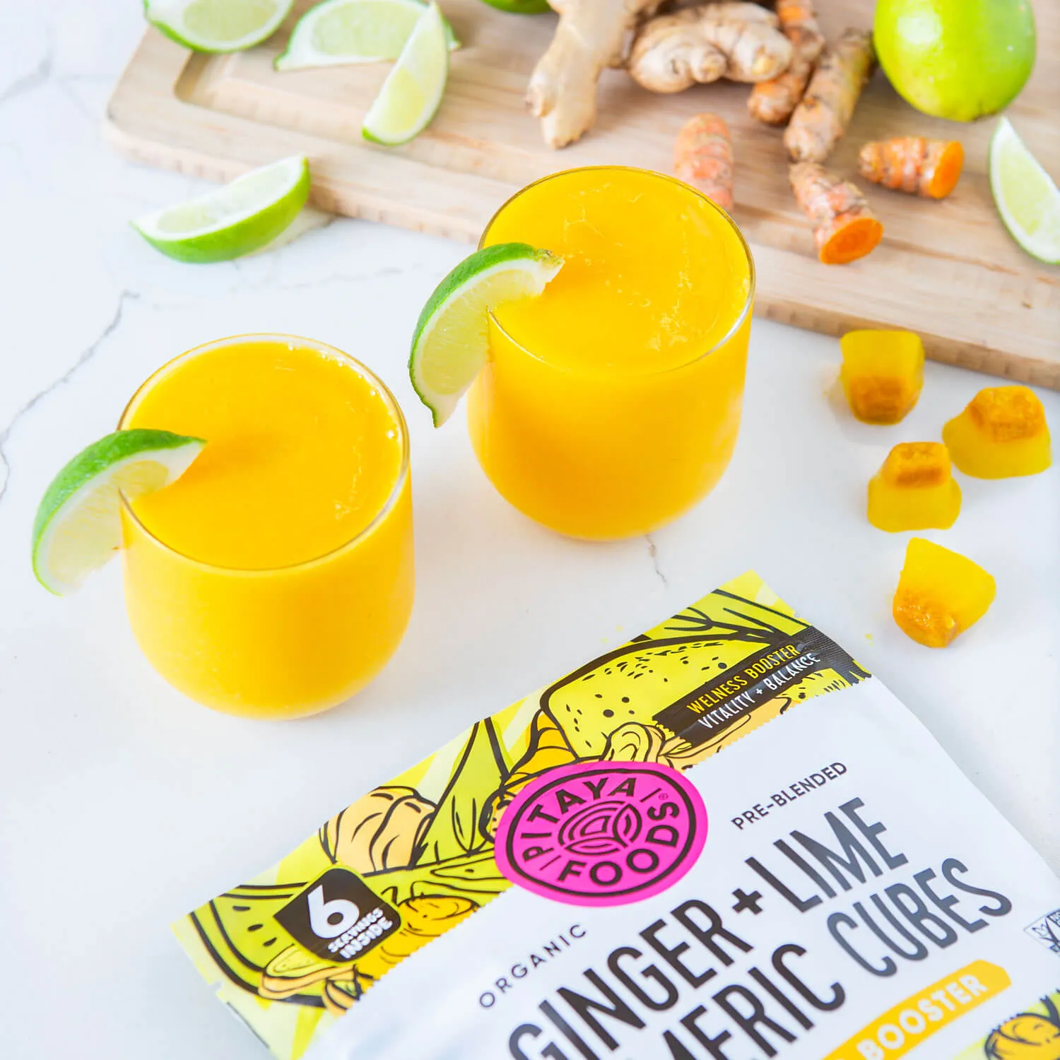 Organic Ginger Lime Turmeric Wellness Booster Cubes 8 x 12oz Bags - Retail