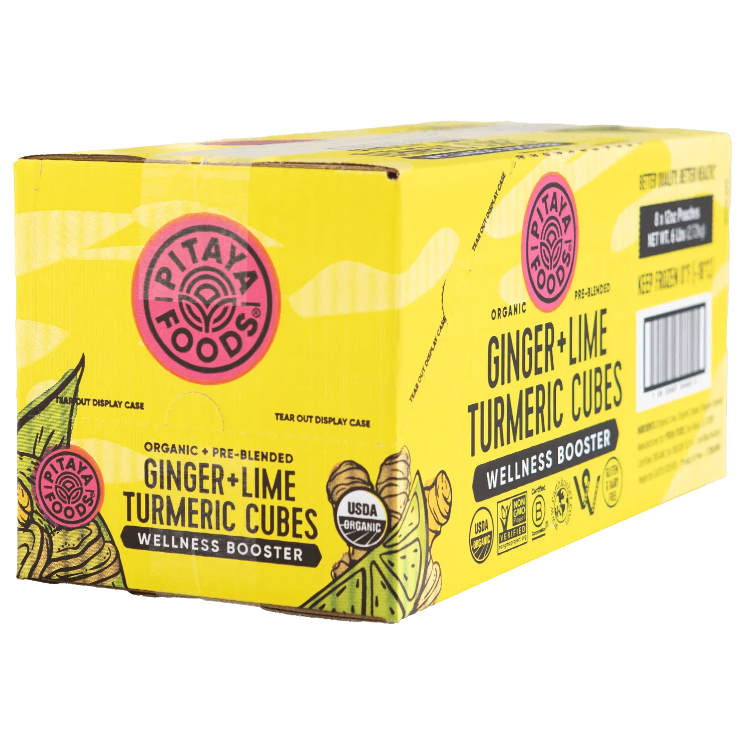 Organic Ginger Lime Turmeric Wellness Booster Cubes 8 x 12oz Bags - Retail