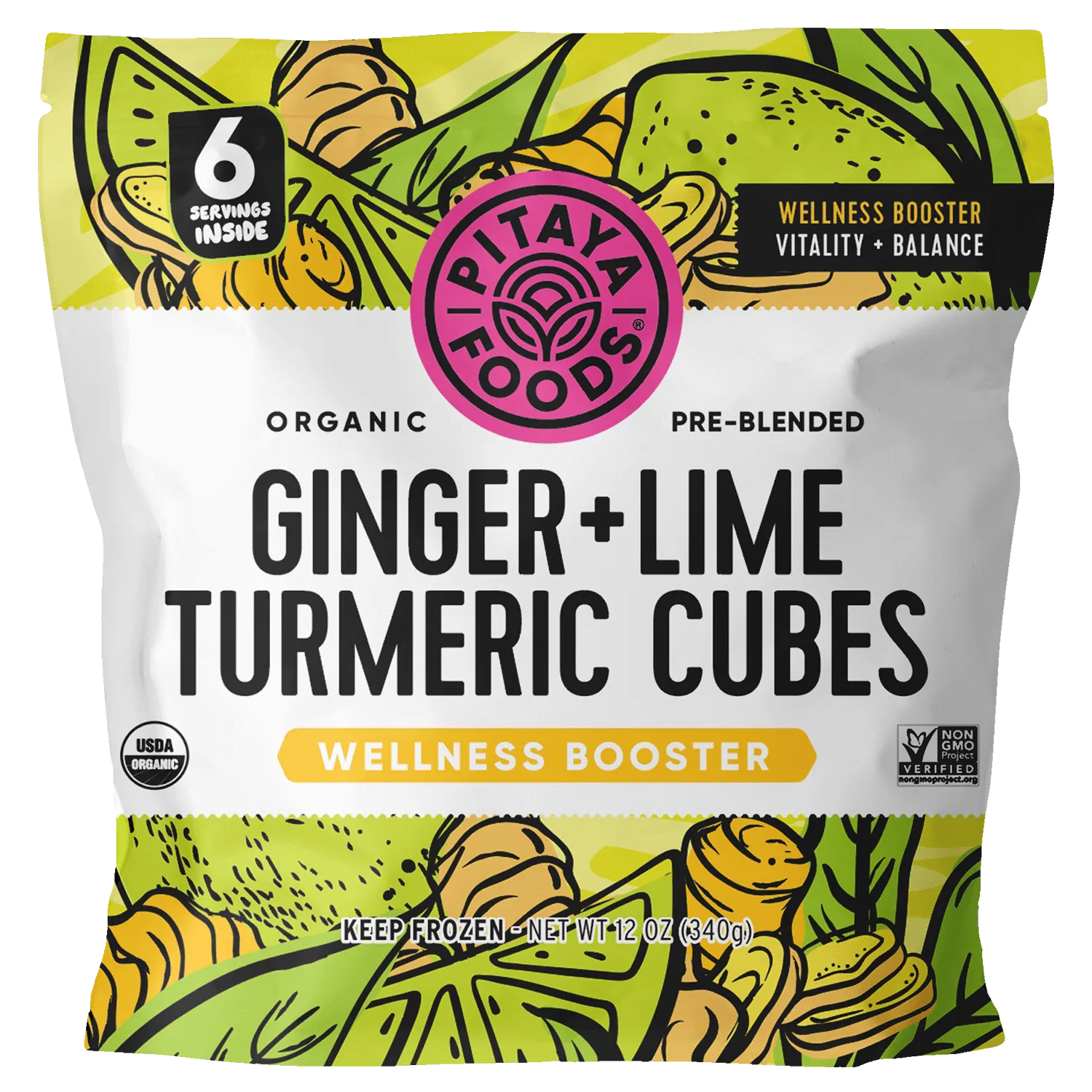 Organic Ginger Lime Turmeric Wellness Booster Cubes 8 x 12oz Bags - Retail