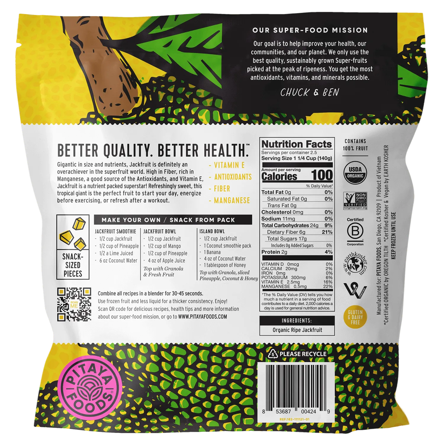 Organic Ripe Jackfruit Bite-Sized Pieces 8 X 12oz Bags - Retail