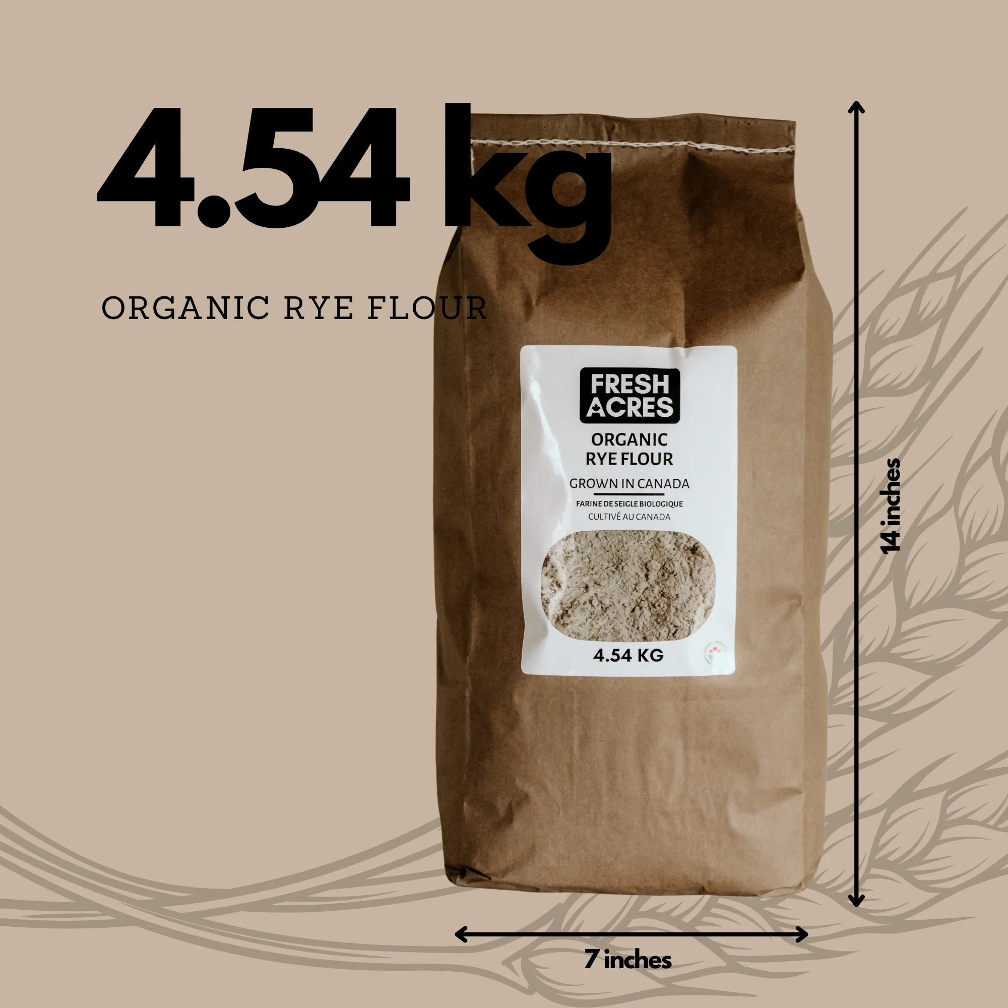 Organic Whole Dark Rye Flour - 4.54kg (10lb)
