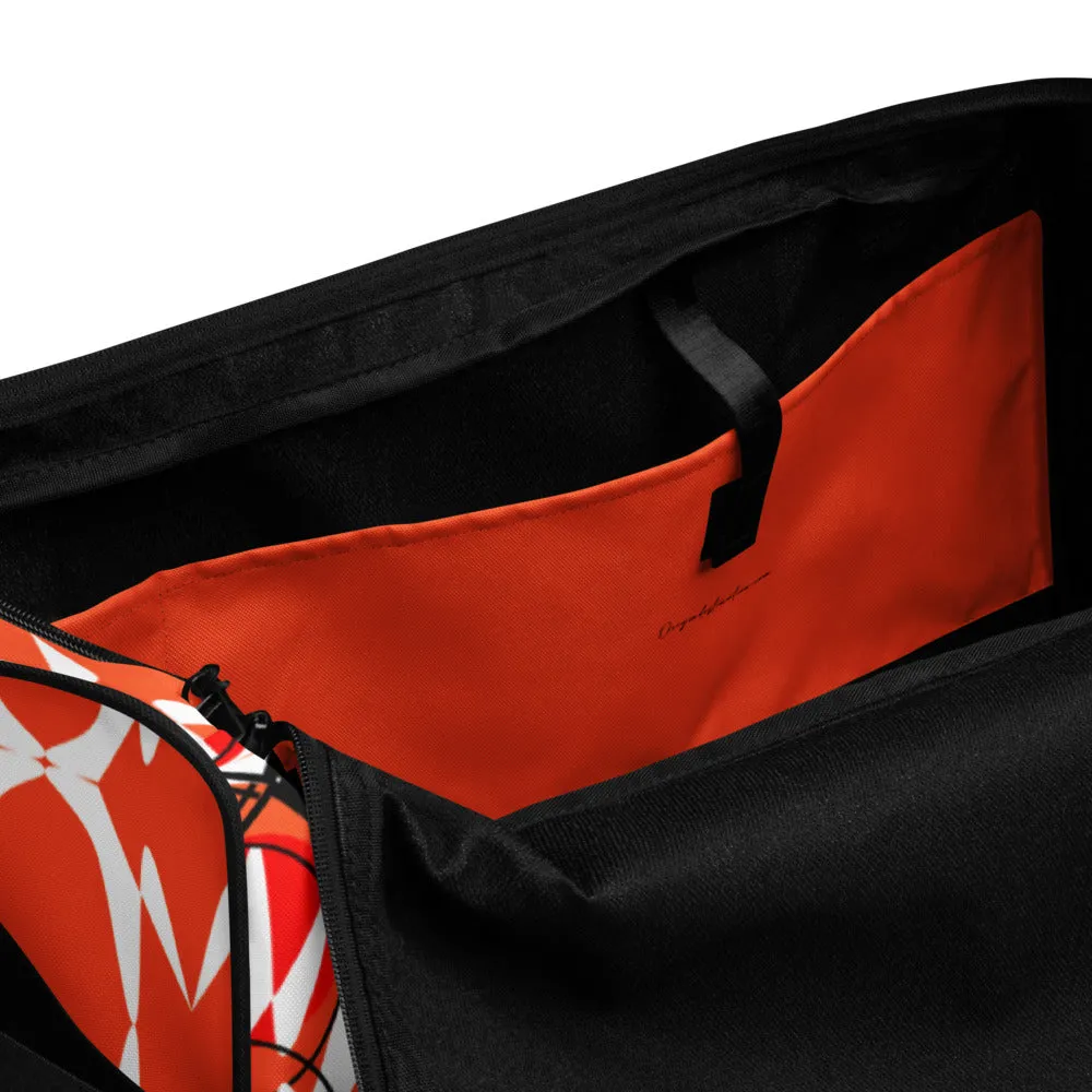 Origen Destination |On-Arrival Point of Origen Symbol-inspired Orange Duffle bag