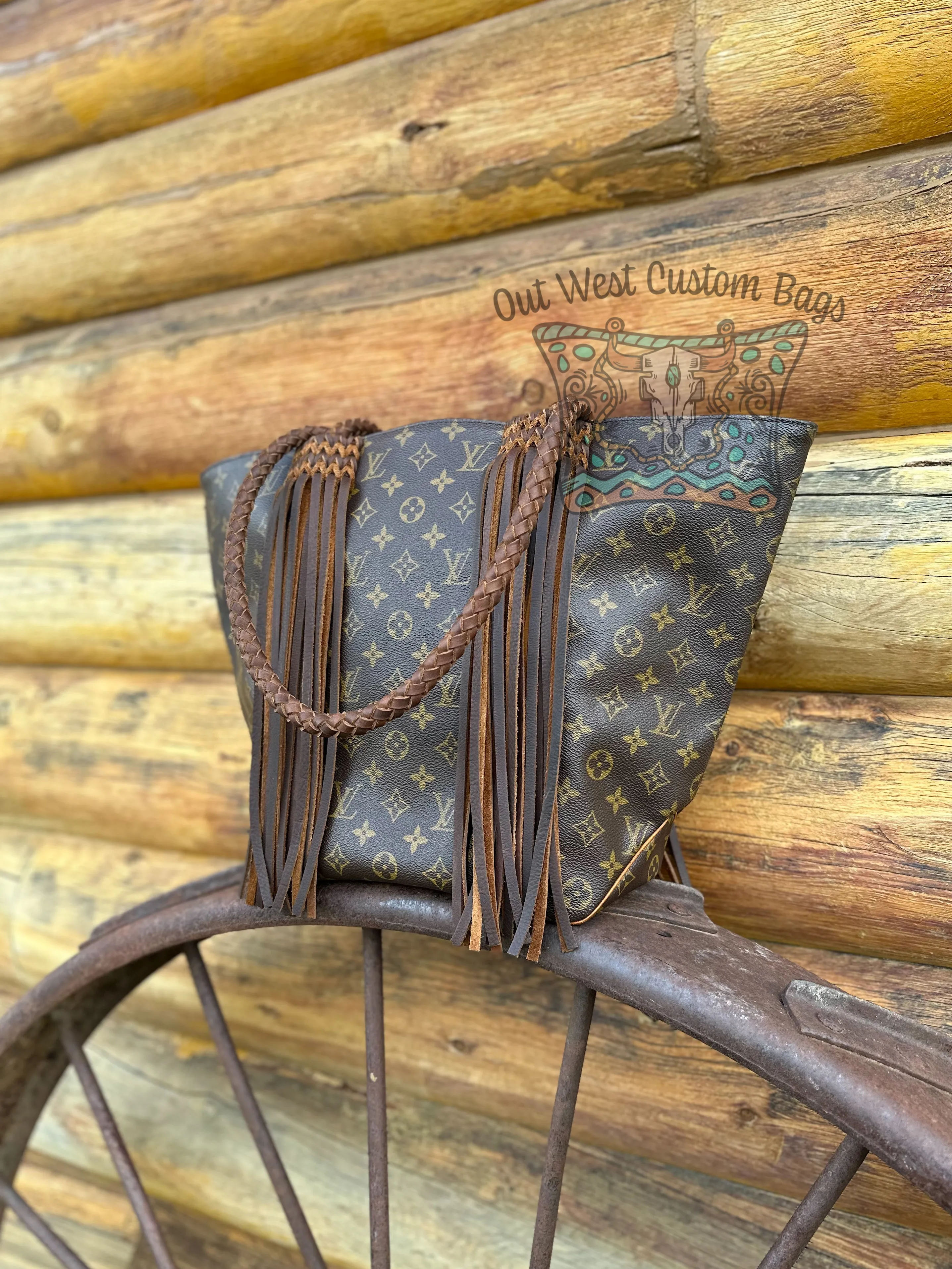 Out West Sac Shopping Tote Braided Leather Fringe