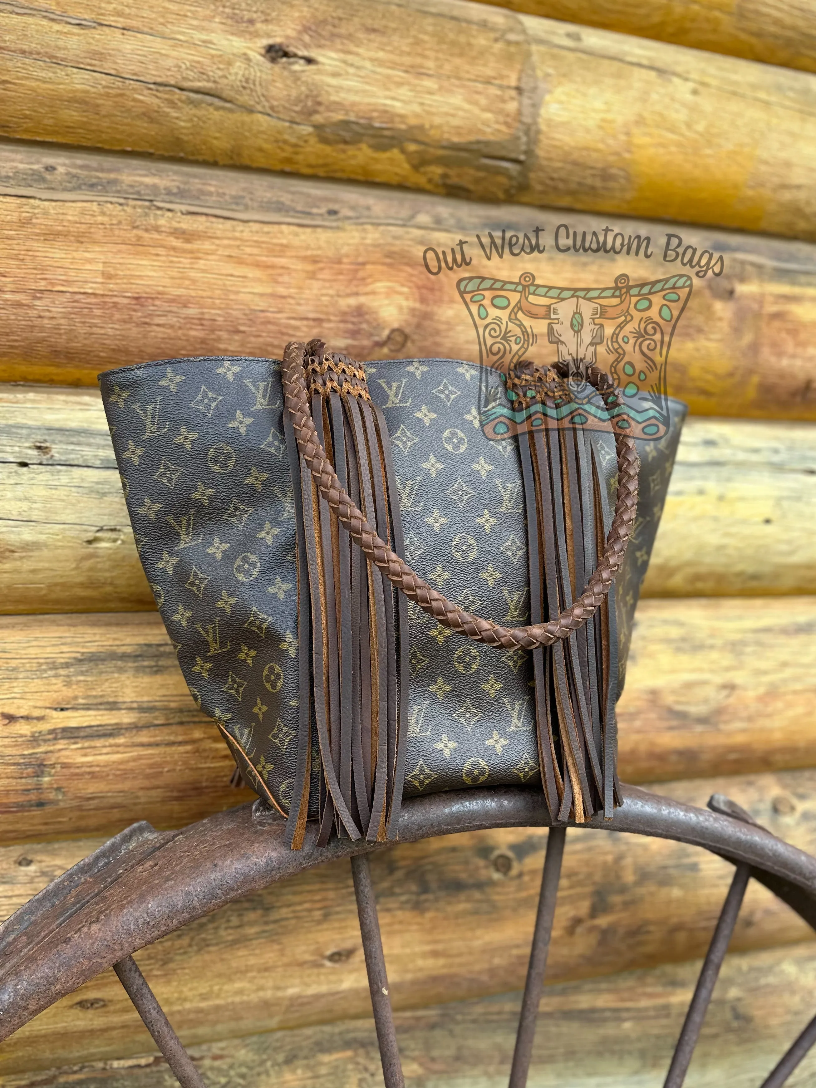 Out West Sac Shopping Tote Braided Leather Fringe