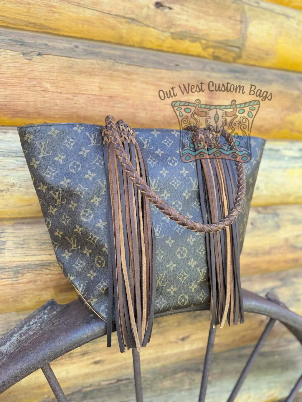 Out West Sac Shopping Tote Braided Leather Fringe