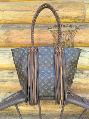 Out West Sac Shopping Tote Braided Leather Fringe