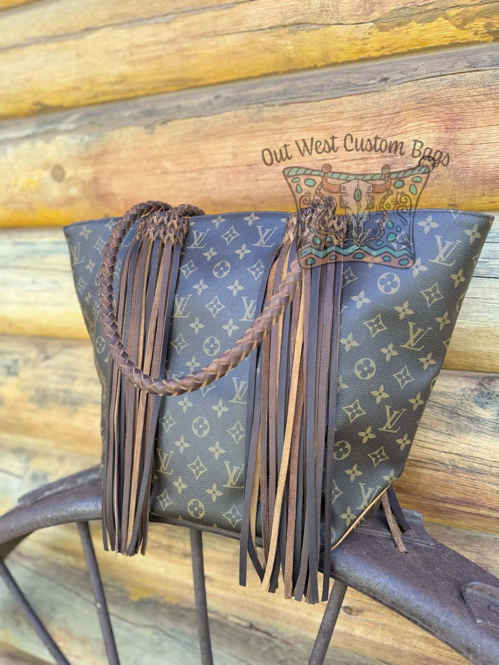 Out West Sac Shopping Tote Braided Leather Fringe