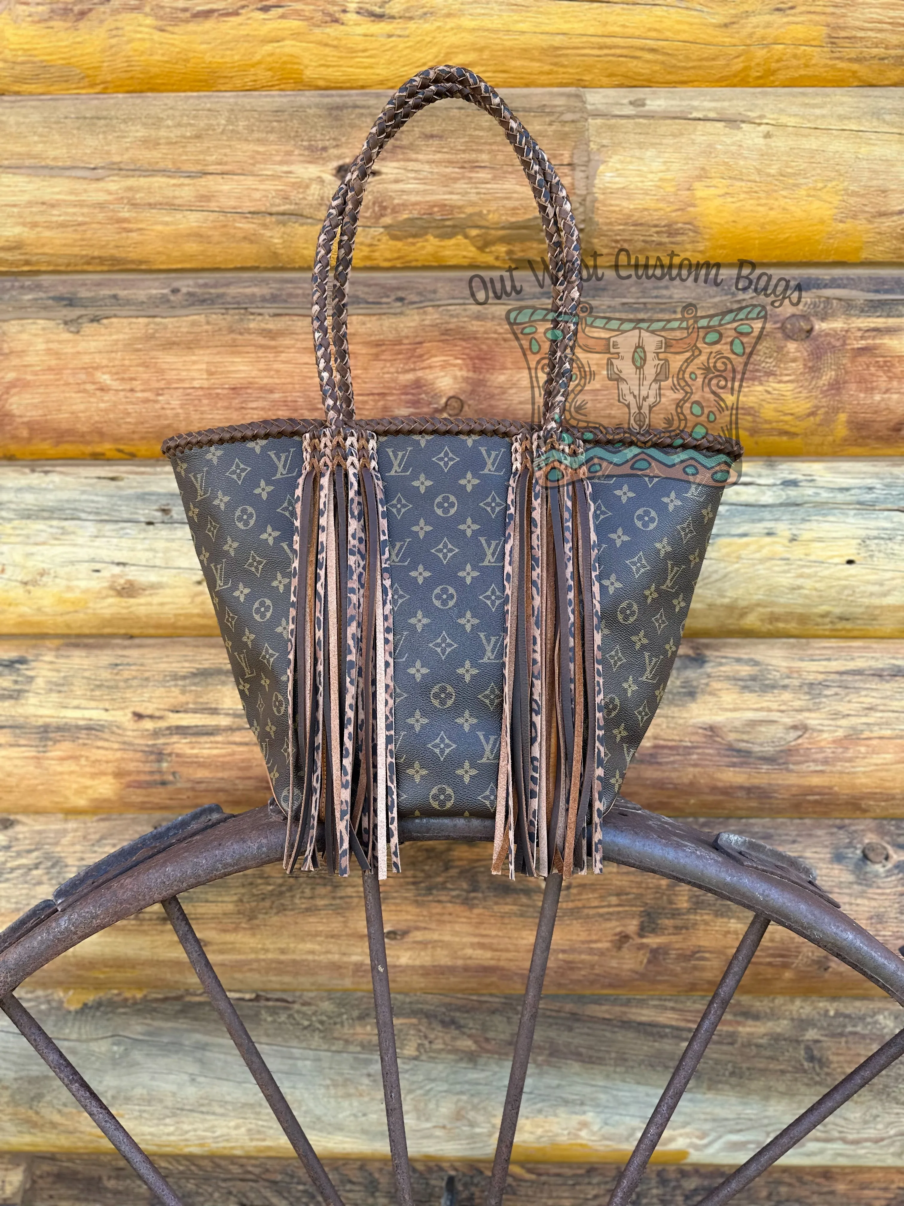 Out West Sac Shopping Tote Braided Leather Fringe