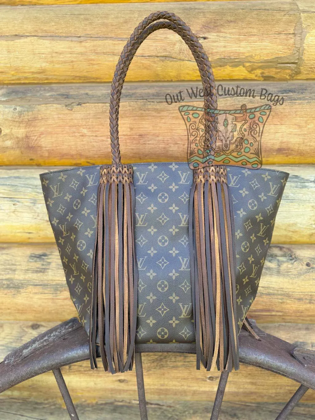 Out West Sac Shopping Tote Braided Leather Fringe