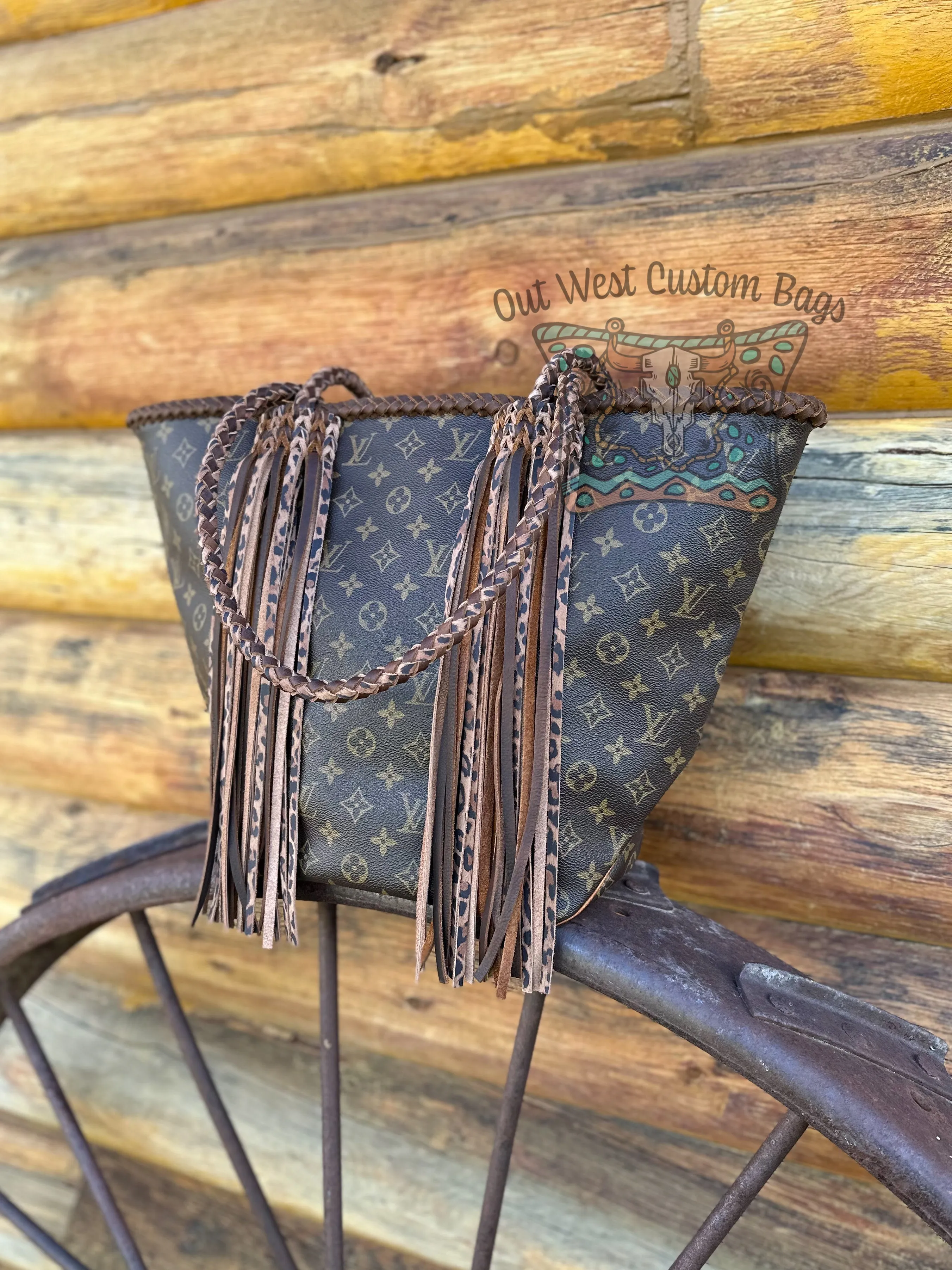 Out West Sac Shopping Tote Braided Leather Fringe