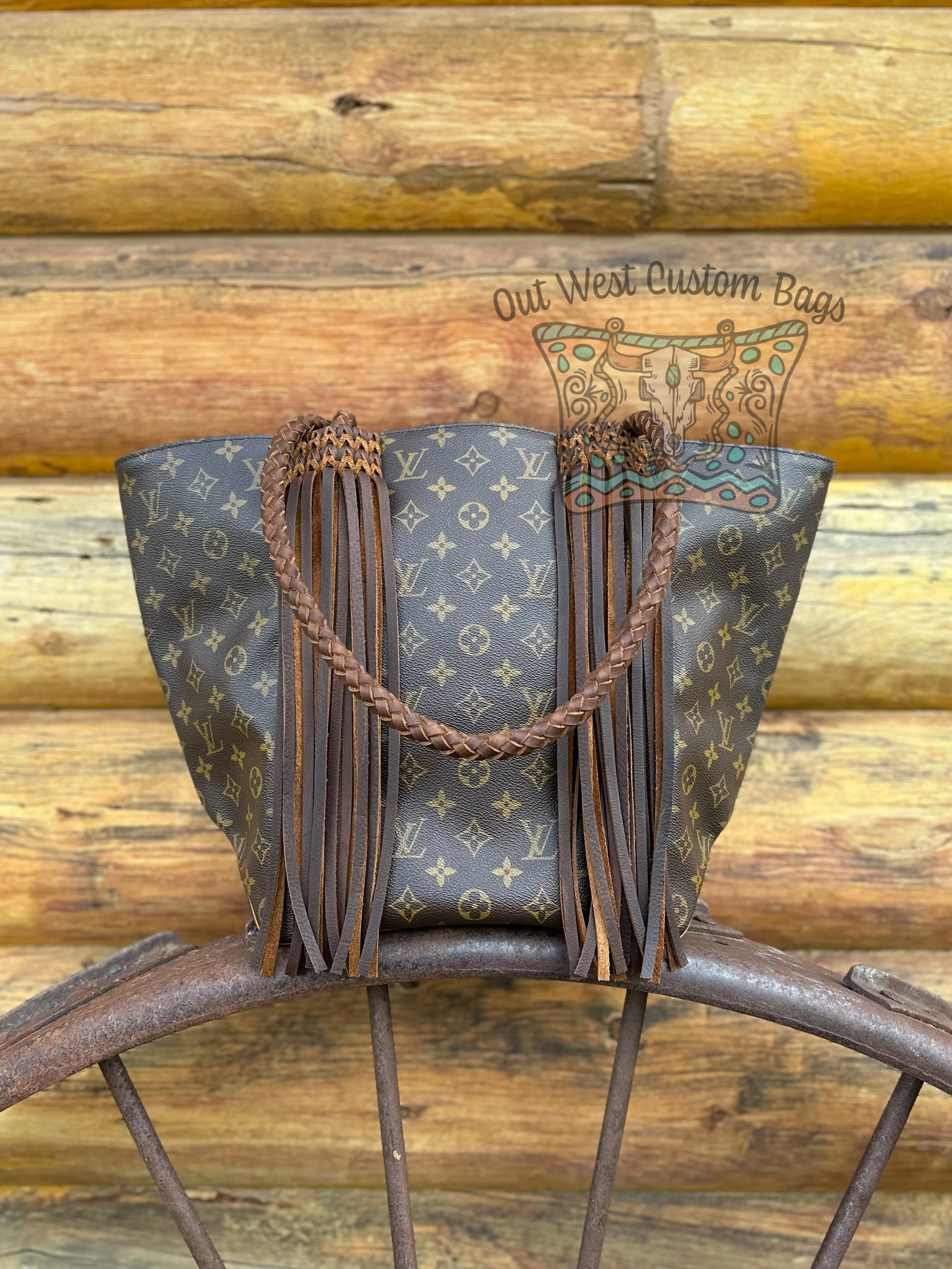 Out West Sac Shopping Tote Braided Leather Fringe