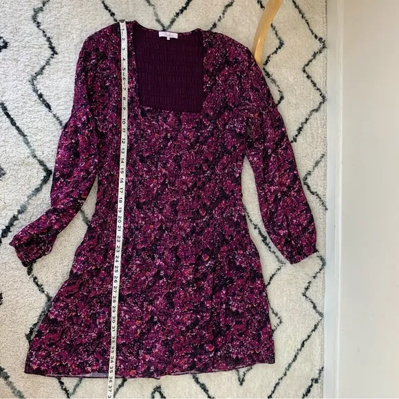 Parker | Tiara Purple Smocked along Sleeve Floral Dress