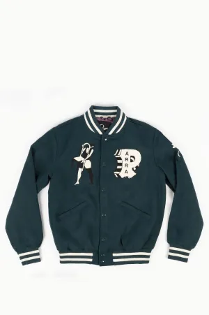 PARRA CLOUD VARSITY JACKET PINE GREEN