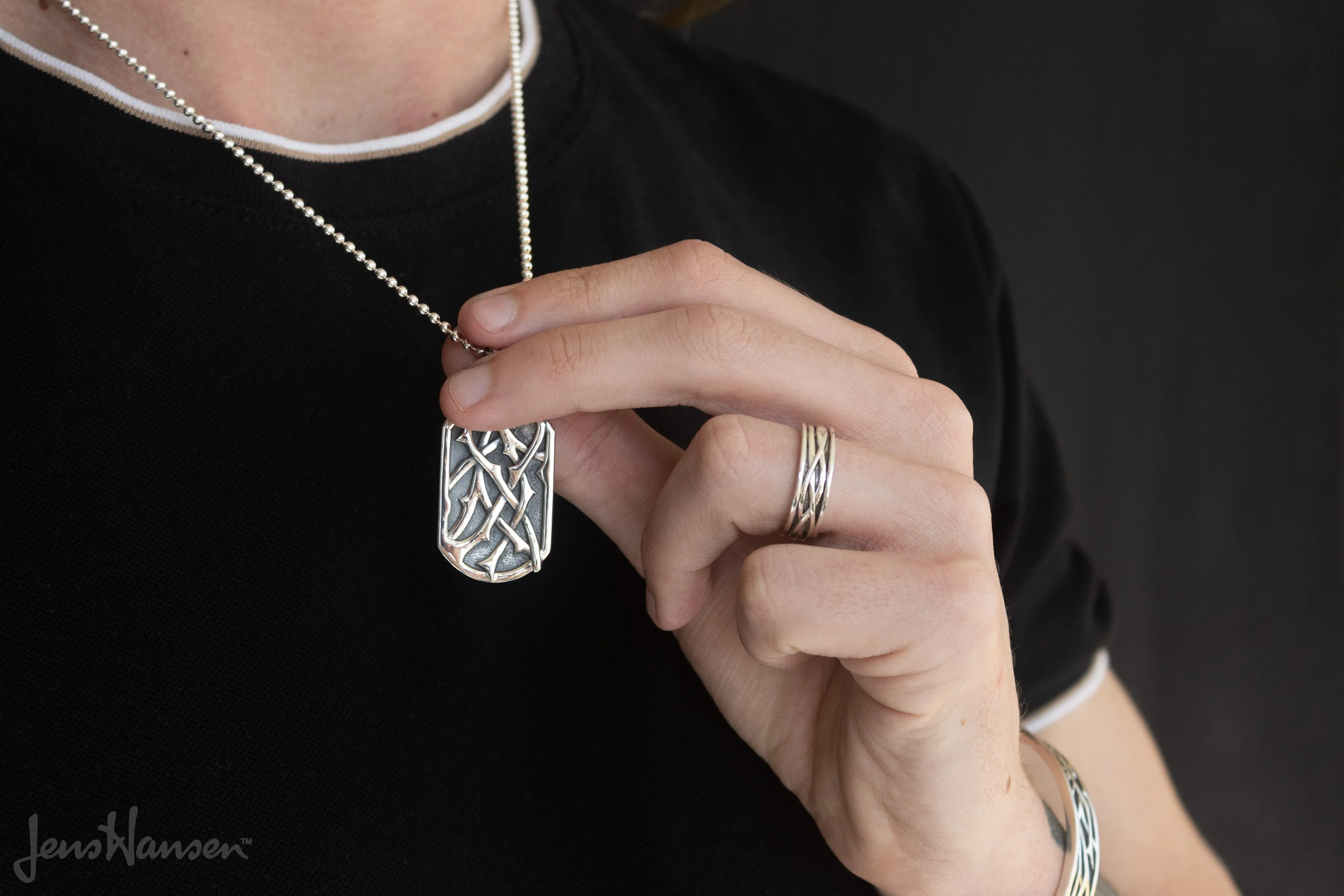Patterned Elvish Woodland Ring, Sterling Silver