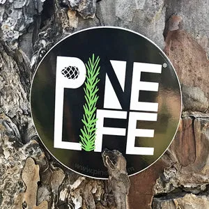 Pine Life Round Sticker 3" - Black