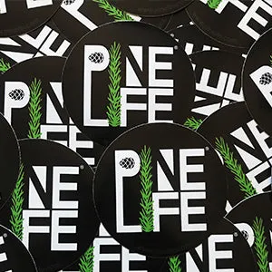 Pine Life Round Sticker 3" - Black