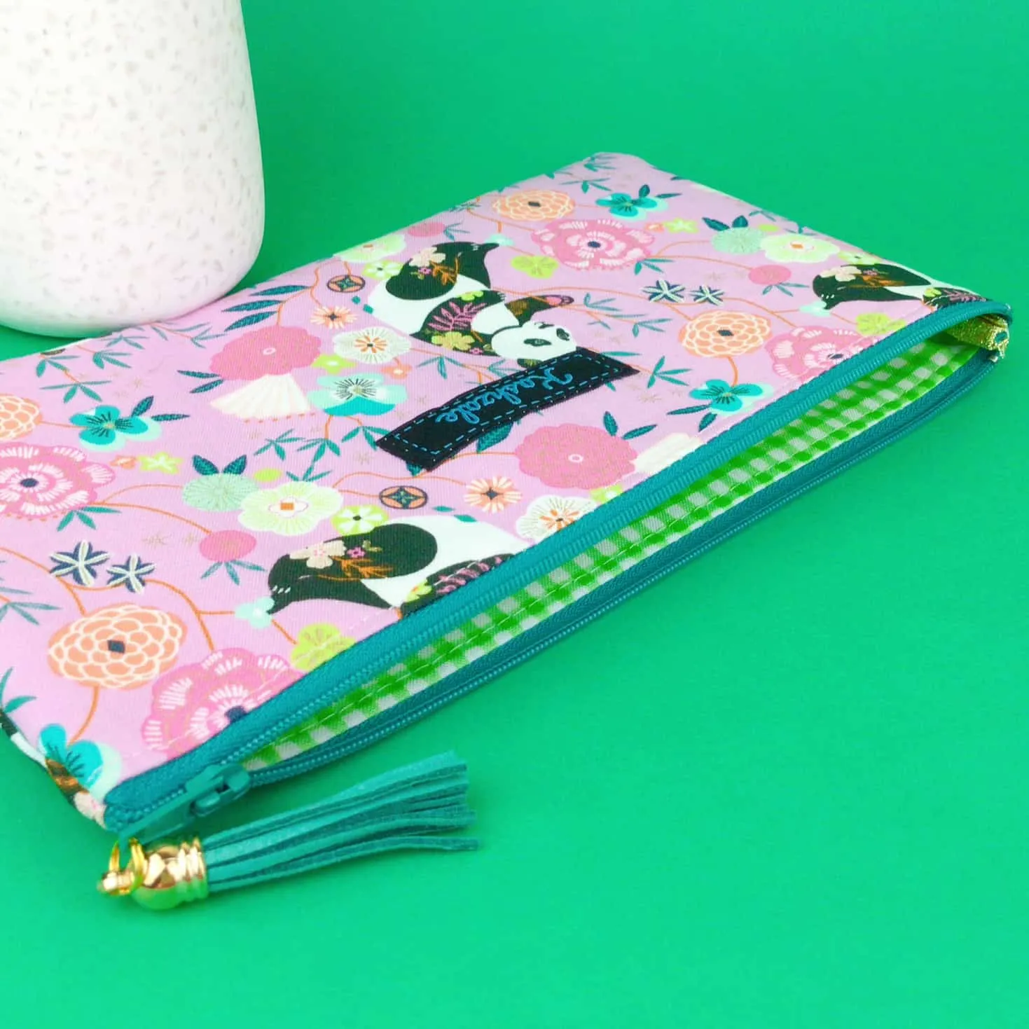Pink Pandas Zipper Pouch, Travel Pouch. Pink Travel Pouch