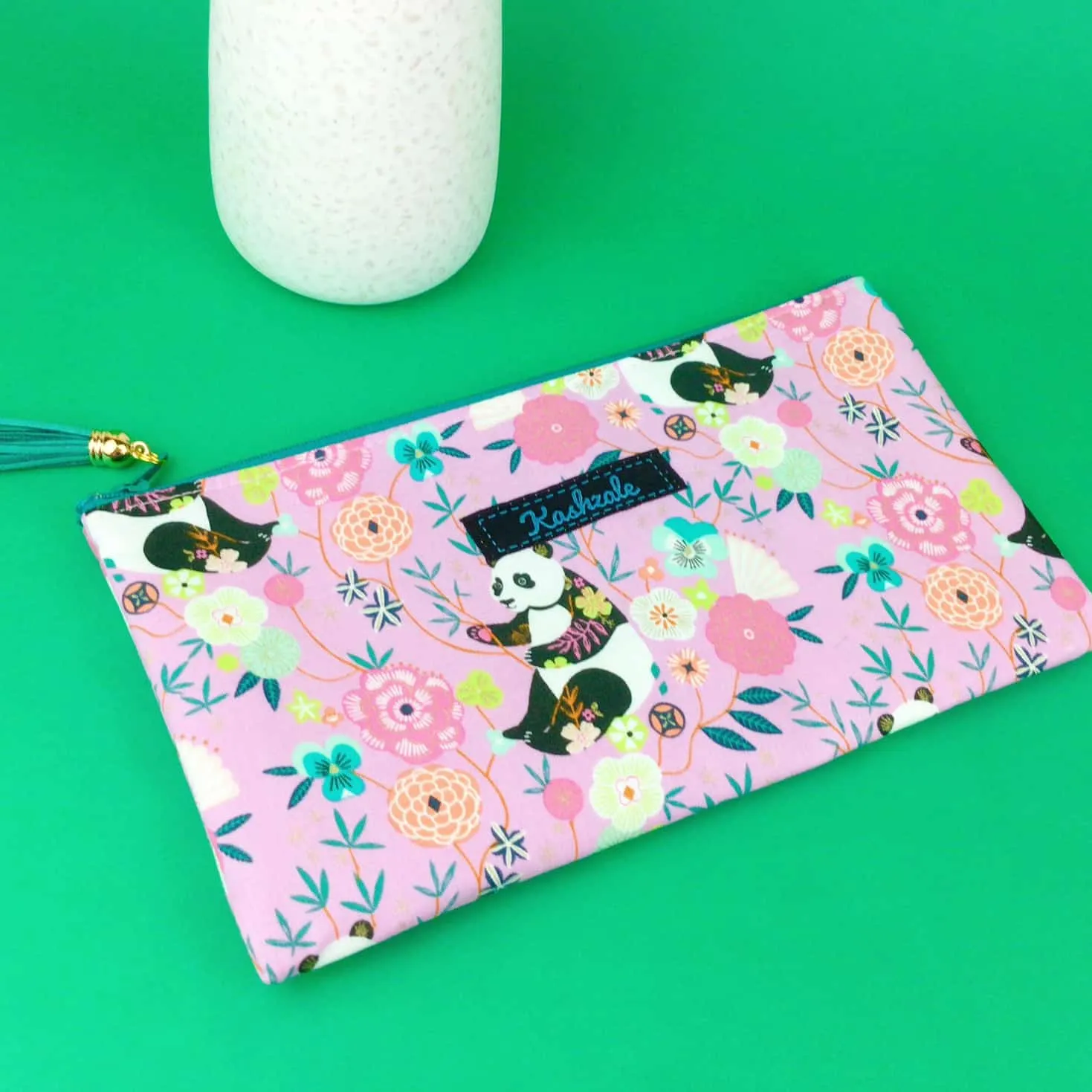 Pink Pandas Zipper Pouch, Travel Pouch. Pink Travel Pouch