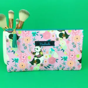 Pink Pandas Zipper Pouch, Travel Pouch. Pink Travel Pouch