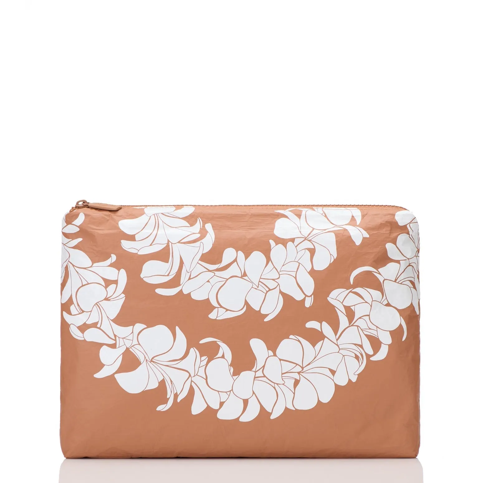 Plumeria Lei Mid Pouch Snow on Toffee