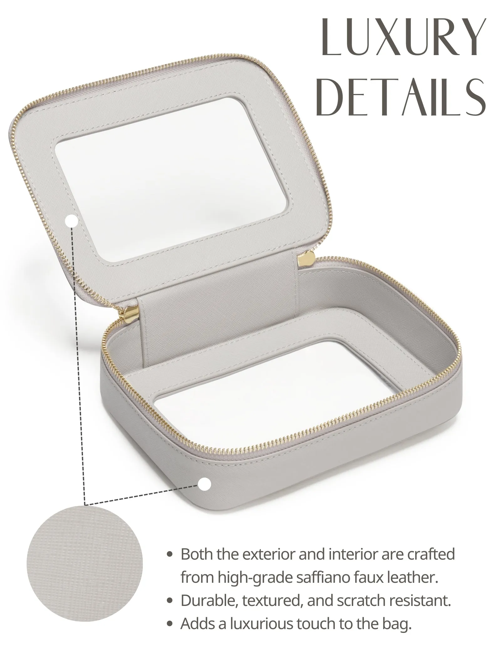Popvibe Clear Makeup Bag, Medium, Grey