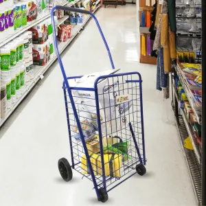Portable Folding Wheeled Grocery Basket Shopping Cart Trolley