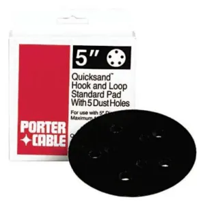 Porter Cable Quicksand™ Hook and Loop Standard Pad, 5 in dia, Screw Mount, Includes 5 Dust Holes, 13904